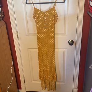 Yellow polka dot ruffle dress